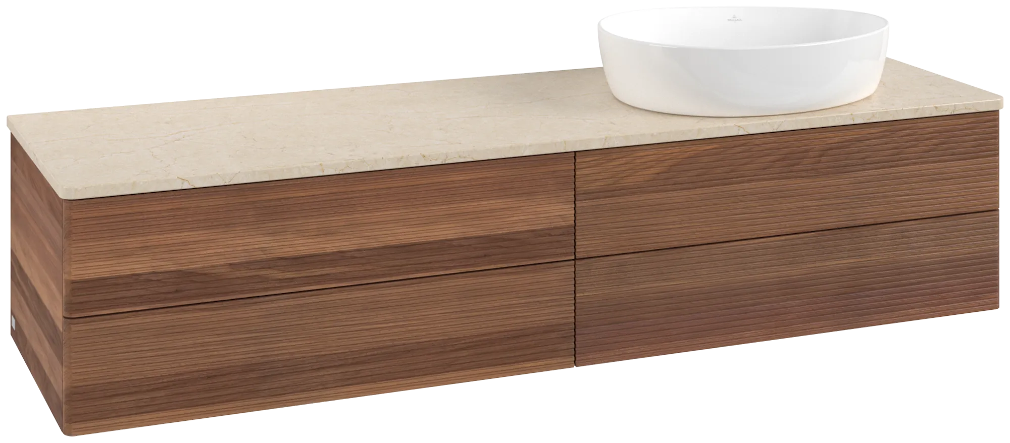 Obrázek VILLEROY BOCH Antao Vanity unit, 4 pull-out compartments, 1600 x 360 x 500 mm, Front with grain texture, Warm Walnut / Botticino #K27113HM