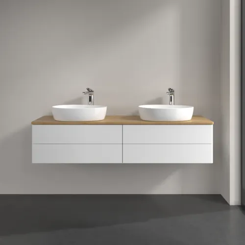Bild von VILLEROY BOCH Antao Waschbeckenunterschrank, 4 Auszüge, 1600 x 360 x 500 mm, Front ohne Struktur, White Matt Lacquer / Honey Oak #K28051MT