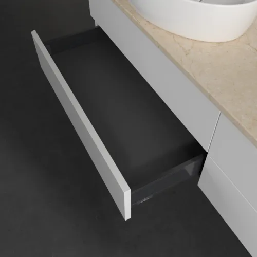 Bild von VILLEROY BOCH Antao Waschbeckenunterschrank, 4 Auszüge, 1600 x 360 x 500 mm, Front ohne Struktur, Glossy White Lacquer / Botticino #K28053GF