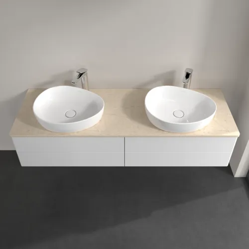 Bild von VILLEROY BOCH Antao Waschbeckenunterschrank, 4 Auszüge, 1600 x 360 x 500 mm, Front ohne Struktur, Glossy White Lacquer / Botticino #K28053GF