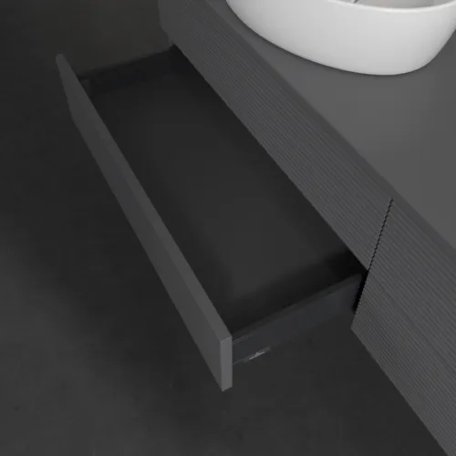Bild von VILLEROY BOCH Antao Waschbeckenunterschrank, 4 Auszüge, 1600 x 360 x 500 mm, Front mit Struktur, Anthracite Matt Lacquer / Anthracite Matt Lacquer #K28110GK