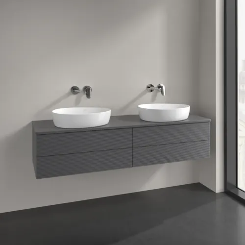 Bild von VILLEROY BOCH Antao Waschbeckenunterschrank, 4 Auszüge, 1600 x 360 x 500 mm, Front mit Struktur, Anthracite Matt Lacquer / Anthracite Matt Lacquer #K28110GK