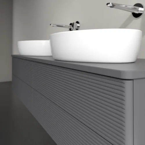 Bild von VILLEROY BOCH Antao Waschbeckenunterschrank, 4 Auszüge, 1600 x 360 x 500 mm, Front mit Struktur, Anthracite Matt Lacquer / Anthracite Matt Lacquer #K28110GK