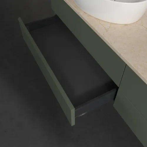 Bild von VILLEROY BOCH Antao Waschbeckenunterschrank, 4 Auszüge, 1600 x 360 x 500 mm, Front ohne Struktur, Leaf Green Matt Lacquer / Botticino #K28053HL