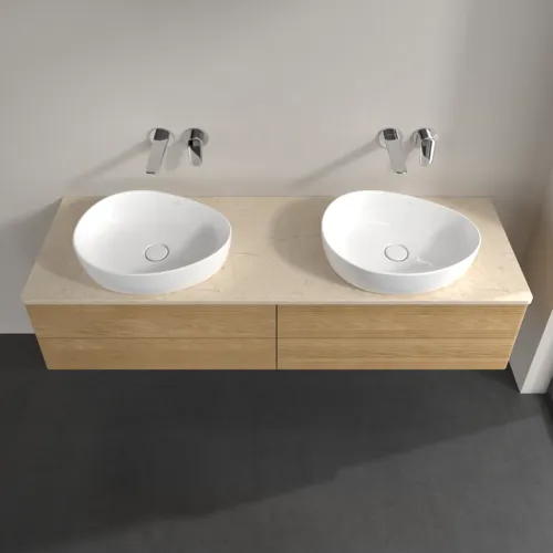 Bild von VILLEROY BOCH Antao Waschbeckenunterschrank, 4 Auszüge, 1600 x 360 x 500 mm, Front mit Struktur, Honey Oak / Botticino #K28113HN