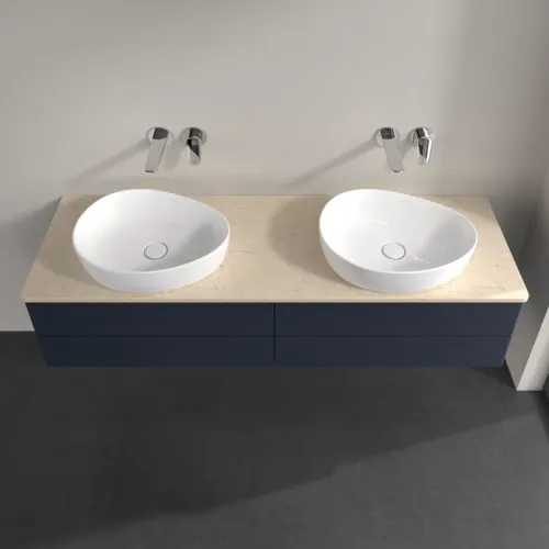 Bild von VILLEROY BOCH Antao Waschbeckenunterschrank, 4 Auszüge, 1600 x 360 x 500 mm, Front mit Struktur, Midnight Blue Matt Lacquer / Botticino #K28113HG