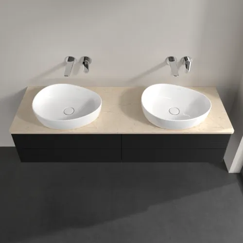 Bild von VILLEROY BOCH Antao Waschbeckenunterschrank, 4 Auszüge, 1600 x 360 x 500 mm, Front mit Struktur, Black Matt Lacquer / Botticino #K28113PD