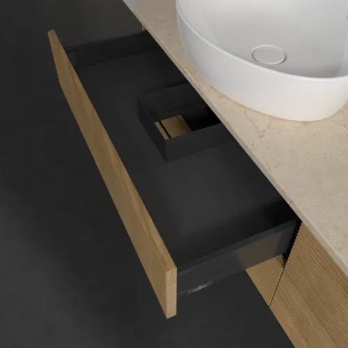 Bild von VILLEROY BOCH Antao Waschbeckenunterschrank, 4 Auszüge, 1600 x 360 x 500 mm, Front mit Struktur, Honey Oak / Botticino #K28153HN