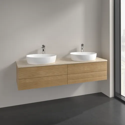 Bild von VILLEROY BOCH Antao Waschbeckenunterschrank, 4 Auszüge, 1600 x 360 x 500 mm, Front mit Struktur, Honey Oak / Botticino #K28153HN
