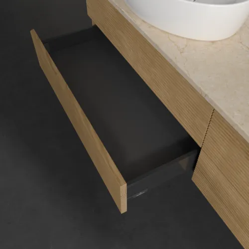 Bild von VILLEROY BOCH Antao Waschbeckenunterschrank, 4 Auszüge, 1600 x 360 x 500 mm, Front mit Struktur, Honey Oak / Botticino #K28153HN