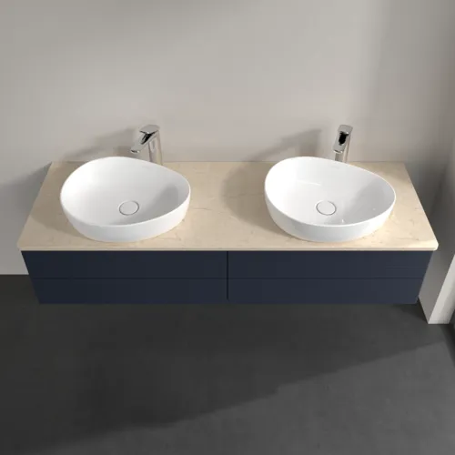 Bild von VILLEROY BOCH Antao Waschbeckenunterschrank, 4 Auszüge, 1600 x 360 x 500 mm, Front mit Struktur, Midnight Blue Matt Lacquer / Botticino #K28153HG