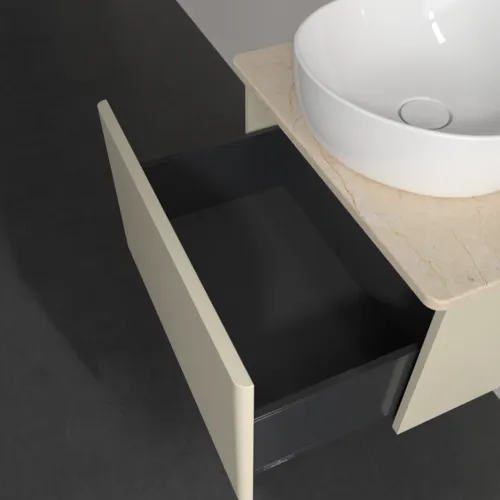 Bild von VILLEROY BOCH Antao Waschbeckenunterschrank, 1 Auszug, 600 x 360 x 500 mm, Front ohne Struktur, Silk Grey Matt Lacquer / Botticino #K29013HJ