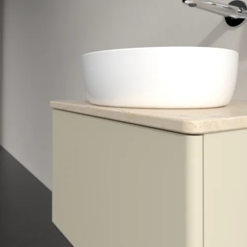 Bild von VILLEROY BOCH Antao Waschbeckenunterschrank, 1 Auszug, 600 x 360 x 500 mm, Front ohne Struktur, Silk Grey Matt Lacquer / Botticino #K29013HJ