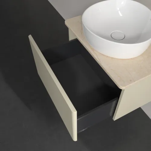 Bild von VILLEROY BOCH Antao Waschbeckenunterschrank, 1 Auszug, 600 x 360 x 500 mm, Front ohne Struktur, Silk Grey Matt Lacquer / Botticino #K29013HJ
