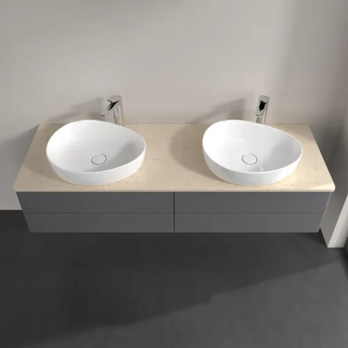 Bild von VILLEROY BOCH Antao Waschbeckenunterschrank, 4 Auszüge, 1600 x 360 x 500 mm, Front mit Struktur, Anthracite Matt Lacquer / Botticino #K28153GK