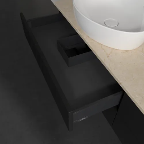 Bild von VILLEROY BOCH Antao Waschbeckenunterschrank, 4 Auszüge, 1600 x 360 x 500 mm, Front mit Struktur, Black Matt Lacquer / Botticino #K28153PD