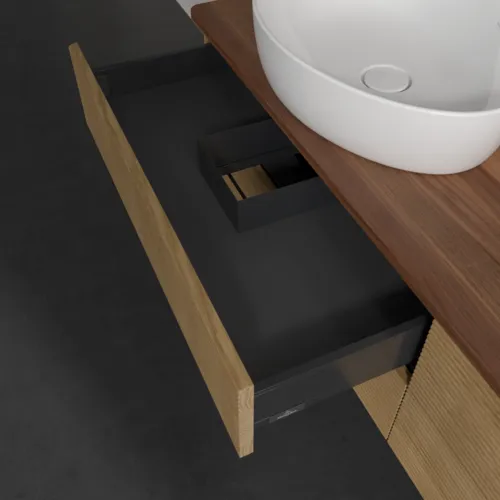 Bild von VILLEROY BOCH Antao Waschbeckenunterschrank, 4 Auszüge, 1600 x 360 x 500 mm, Front mit Struktur, Honey Oak / Warm Walnut #K28152HN