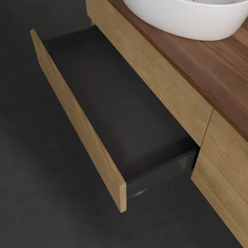 Bild von VILLEROY BOCH Antao Waschbeckenunterschrank, 4 Auszüge, 1600 x 360 x 500 mm, Front mit Struktur, Honey Oak / Warm Walnut #K28152HN