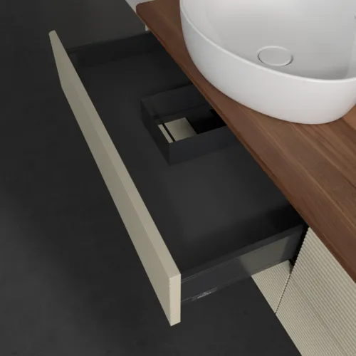 Bild von VILLEROY BOCH Antao Waschbeckenunterschrank, 4 Auszüge, 1600 x 360 x 500 mm, Front mit Struktur, Silk Grey Matt Lacquer / Warm Walnut #K28152HJ