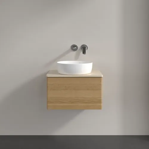 Bild von VILLEROY BOCH Antao Waschbeckenunterschrank, 1 Auszug, 600 x 360 x 500 mm, Front ohne Struktur, Honey Oak / Botticino #K29013HN