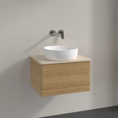 Bild von VILLEROY BOCH Antao Waschbeckenunterschrank, 1 Auszug, 600 x 360 x 500 mm, Front ohne Struktur, Honey Oak / Botticino #K29013HN