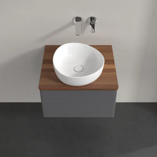 Picture of VILLEROY BOCH Antao Vanity unit, 1 pull-out compartment, 600 x 360 x 500 mm, Front with grain texture, Anthracite Matt Lacquer / Warm Walnut #K29112GK