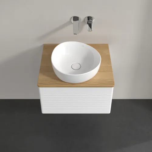 Bild von VILLEROY BOCH Antao Waschbeckenunterschrank, 1 Auszug, 600 x 360 x 500 mm, Front mit Struktur, White Matt Lacquer / Honey Oak #K29111MT