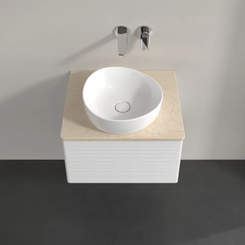 Bild von VILLEROY BOCH Antao Waschbeckenunterschrank, 1 Auszug, 600 x 360 x 500 mm, Front mit Struktur, Glossy White Lacquer / Botticino #K29113GF
