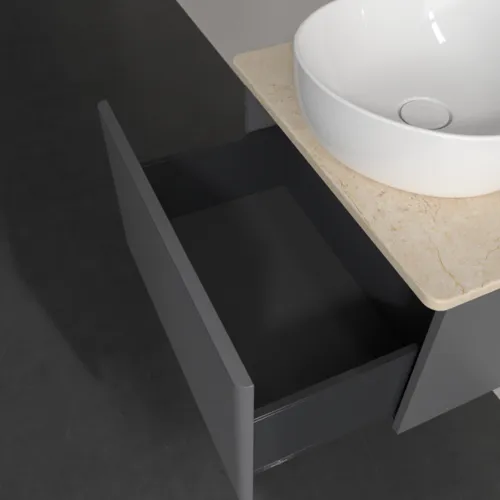 Bild von VILLEROY BOCH Antao Waschbeckenunterschrank, 1 Auszug, 600 x 360 x 500 mm, Front mit Struktur, Anthracite Matt Lacquer / Botticino #K29113GK