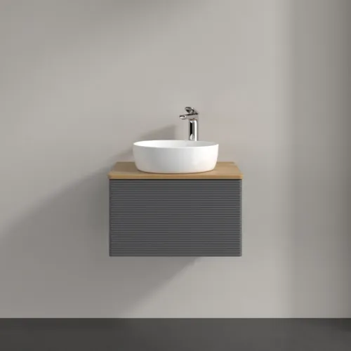 VILLEROY BOCH Antao Vanity unit, 1 pull-out compartment, 600 x 360 x 500 mm, Front with grain texture, Anthracite Matt Lacquer / Honey Oak #K29151GK resmi