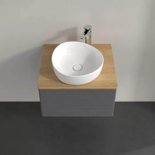 Bild von VILLEROY BOCH Antao Waschbeckenunterschrank, 1 Auszug, 600 x 360 x 500 mm, Front mit Struktur, Anthracite Matt Lacquer / Honey Oak #K29151GK