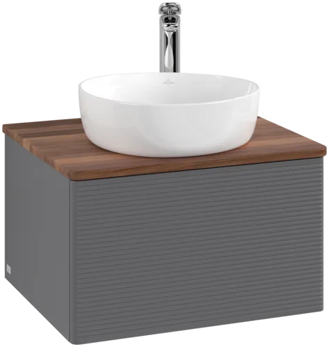 VILLEROY BOCH Antao Vanity unit, 1 pull-out compartment, 600 x 360 x 500 mm, Front with grain texture, Anthracite Matt Lacquer / Warm Walnut #K29152GK resmi