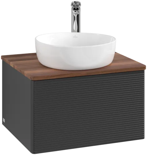 VILLEROY BOCH Antao Vanity unit, 1 pull-out compartment, 600 x 360 x 500 mm, Front with grain texture, Black Matt Lacquer / Warm Walnut #K29152PD resmi