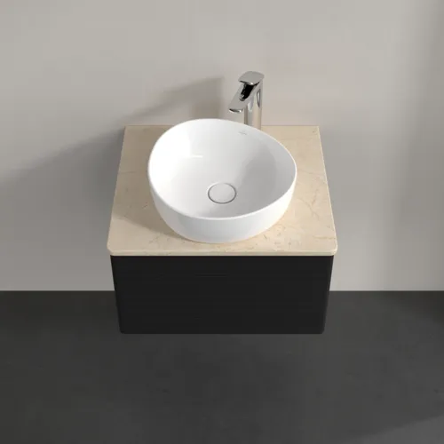 Bild von VILLEROY BOCH Antao Waschbeckenunterschrank, 1 Auszug, 600 x 360 x 500 mm, Front mit Struktur, Black Matt Lacquer / Botticino #K29153PD