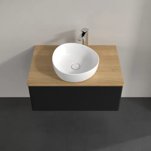 Picture of VILLEROY BOCH Antao Vanity unit, 1 pull-out compartment, 800 x 360 x 500 mm, Front without structure, Black Matt Lacquer / Honey Oak #K30051PD