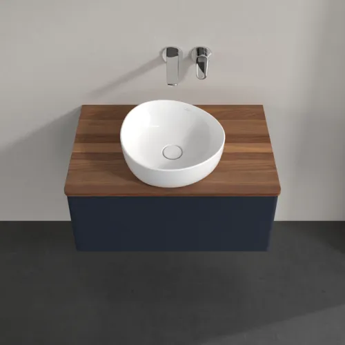 Picture of VILLEROY BOCH Antao Vanity unit, 1 pull-out compartment, 800 x 360 x 500 mm, Front without structure, Midnight Blue Matt Lacquer / Warm Walnut #K30012HG