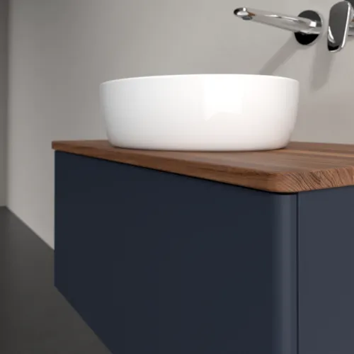 Picture of VILLEROY BOCH Antao Vanity unit, 1 pull-out compartment, 800 x 360 x 500 mm, Front without structure, Midnight Blue Matt Lacquer / Warm Walnut #K30012HG