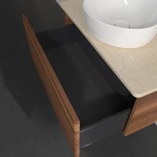 Obrázek VILLEROY BOCH Antao Vanity unit, 1 pull-out compartment, 800 x 360 x 500 mm, Front without structure, Warm Walnut / Botticino #K30053HM