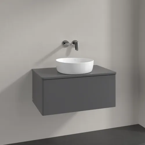 Зображення з  VILLEROY BOCH Antao Vanity unit, 1 pull-out compartment, 800 x 360 x 500 mm, Front without structure, Anthracite Matt Lacquer / Anthracite Matt Lacquer #K30010GK