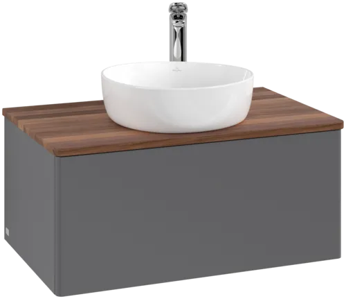 Зображення з  VILLEROY BOCH Antao Vanity unit, 1 pull-out compartment, 800 x 360 x 500 mm, Front without structure, Anthracite Matt Lacquer / Warm Walnut #K30052GK