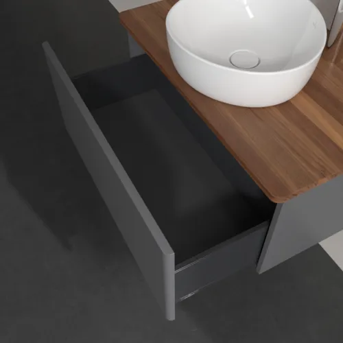 VILLEROY BOCH Antao Waschbeckenunterschrank, 1 Auszug, 800 x 360 x 500 mm, Front ohne Struktur, Anthracite Matt Lacquer / Warm Walnut #K30052GK, Bild 6