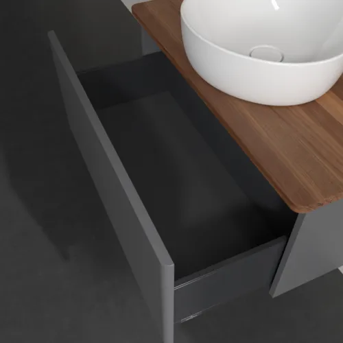 VILLEROY BOCH Antao Waschbeckenunterschrank, 1 Auszug, 800 x 360 x 500 mm, Front ohne Struktur, Anthracite Matt Lacquer / Warm Walnut #K30052GK, Bild 7
