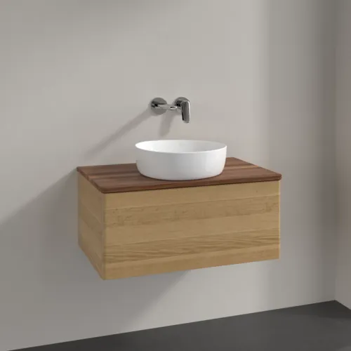 Picture of VILLEROY BOCH Antao Vanity unit, 1 pull-out compartment, 800 x 360 x 500 mm, Front without structure, Honey Oak / Warm Walnut #K30012HN