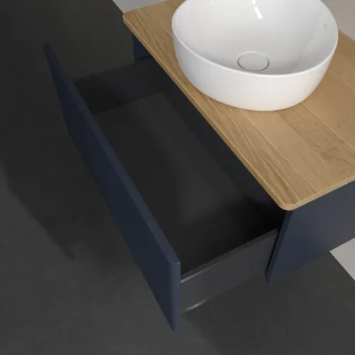 VILLEROY BOCH Antao Waschbeckenunterschrank, 1 Auszug, 800 x 360 x 500 mm, Front mit Struktur, Midnight Blue Matt Lacquer / Honey Oak #K30111HG, Bild 6