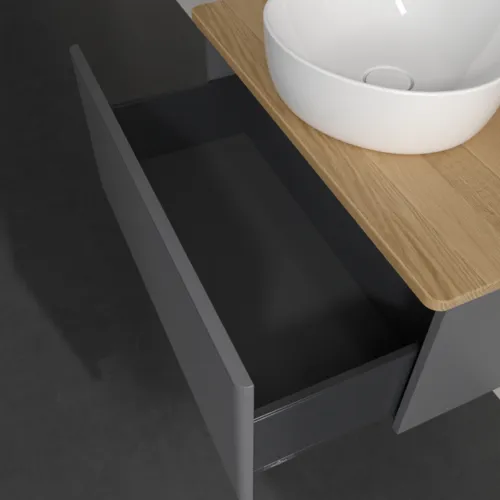 VILLEROY BOCH Antao Waschbeckenunterschrank, 1 Auszug, 800 x 360 x 500 mm, Front mit Struktur, Anthracite Matt Lacquer / Honey Oak #K30111GK, Bild 7