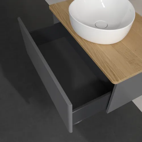 VILLEROY BOCH Antao Waschbeckenunterschrank, 1 Auszug, 800 x 360 x 500 mm, Front mit Struktur, Anthracite Matt Lacquer / Honey Oak #K30111GK, Bild 6