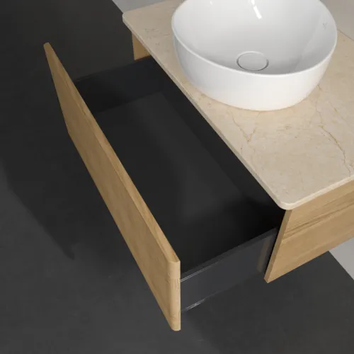 Bild von VILLEROY BOCH Antao Waschbeckenunterschrank, 1 Auszug, 800 x 360 x 500 mm, Front mit Struktur, Honey Oak / Botticino #K30113HN