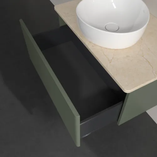 VILLEROY BOCH Antao Waschbeckenunterschrank, 1 Auszug, 800 x 360 x 500 mm, Front mit Struktur, Leaf Green Matt Lacquer / Botticino #K30113HL, Bild 6