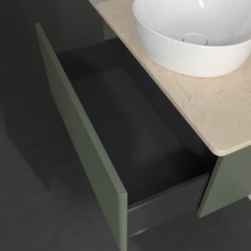 VILLEROY BOCH Antao Waschbeckenunterschrank, 1 Auszug, 800 x 360 x 500 mm, Front mit Struktur, Leaf Green Matt Lacquer / Botticino #K30113HL, Bild 7