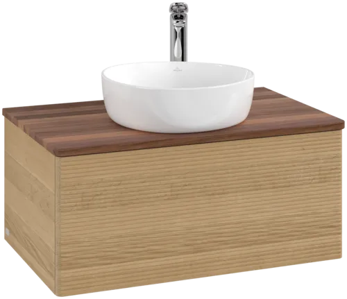 Зображення з  VILLEROY BOCH Antao Vanity unit, 1 pull-out compartment, 800 x 360 x 500 mm, Front with grain texture, Honey Oak / Warm Walnut #K30152HN